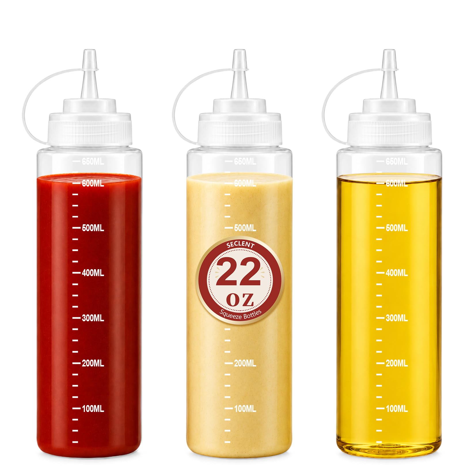 22oz Sauce Bottles, Condiment Squeeze Bottle, Syrup Bottle, Paint Bottle
