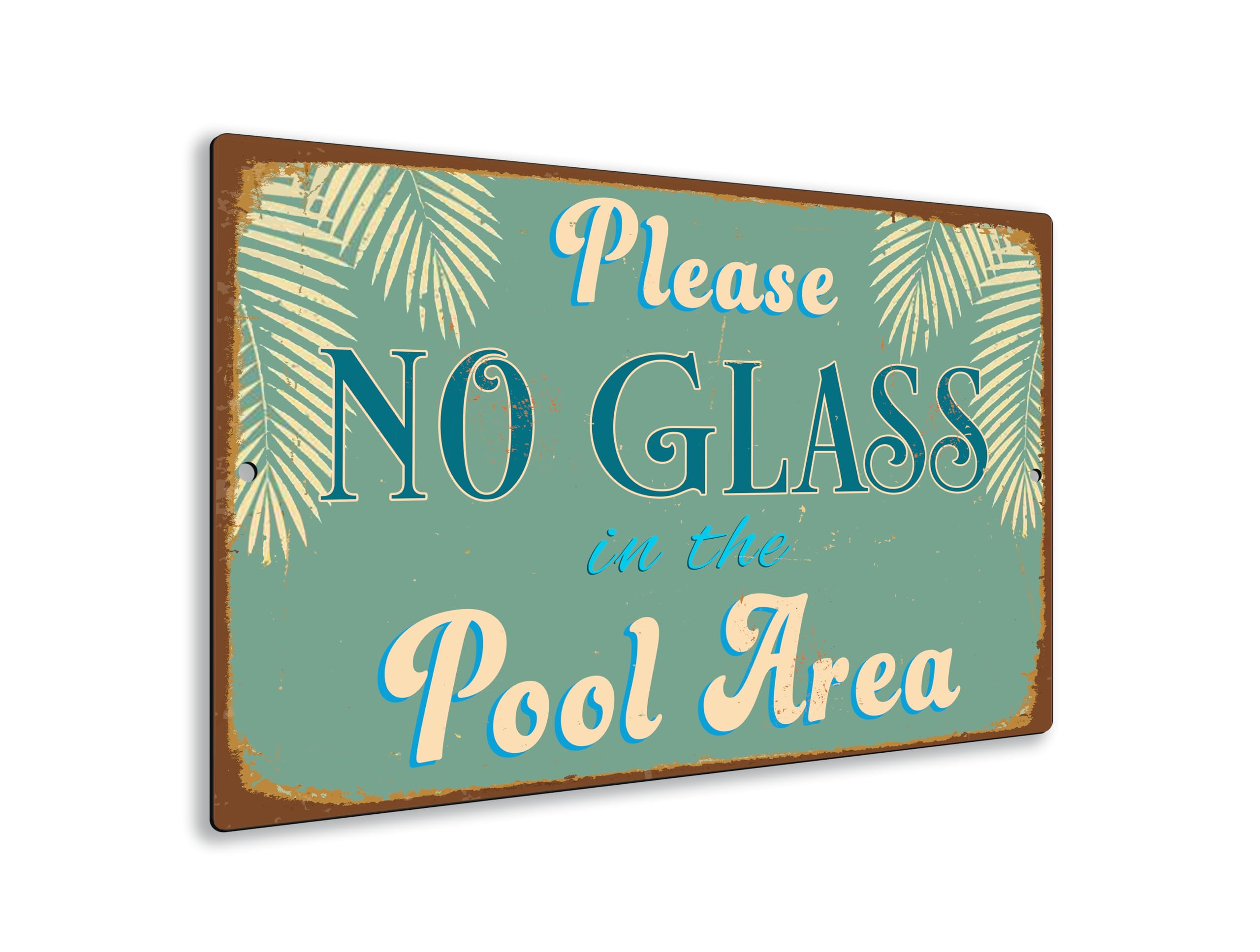 No Glass in The Pool Area Schild, No Glass in The Pool Area Schilder, für den Innen- und Außenbereich, Aluminium-Verbundschild