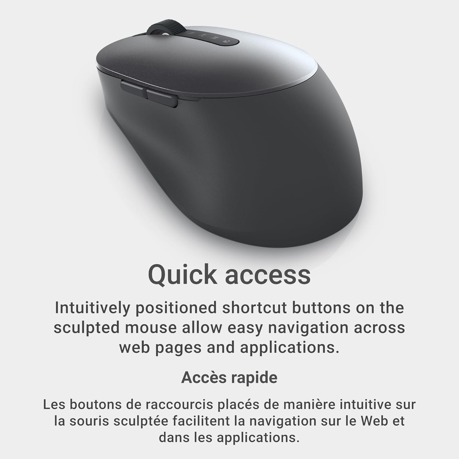 Dell MS5120W Mobile Pro Wireless Mouse – Wireless 2.4GHz, Bluetooth 5.0, Microsoft Swift Pair/Dell Pair (Windows 10 & 11 only), Optical LED Sensor - Black - Image 5