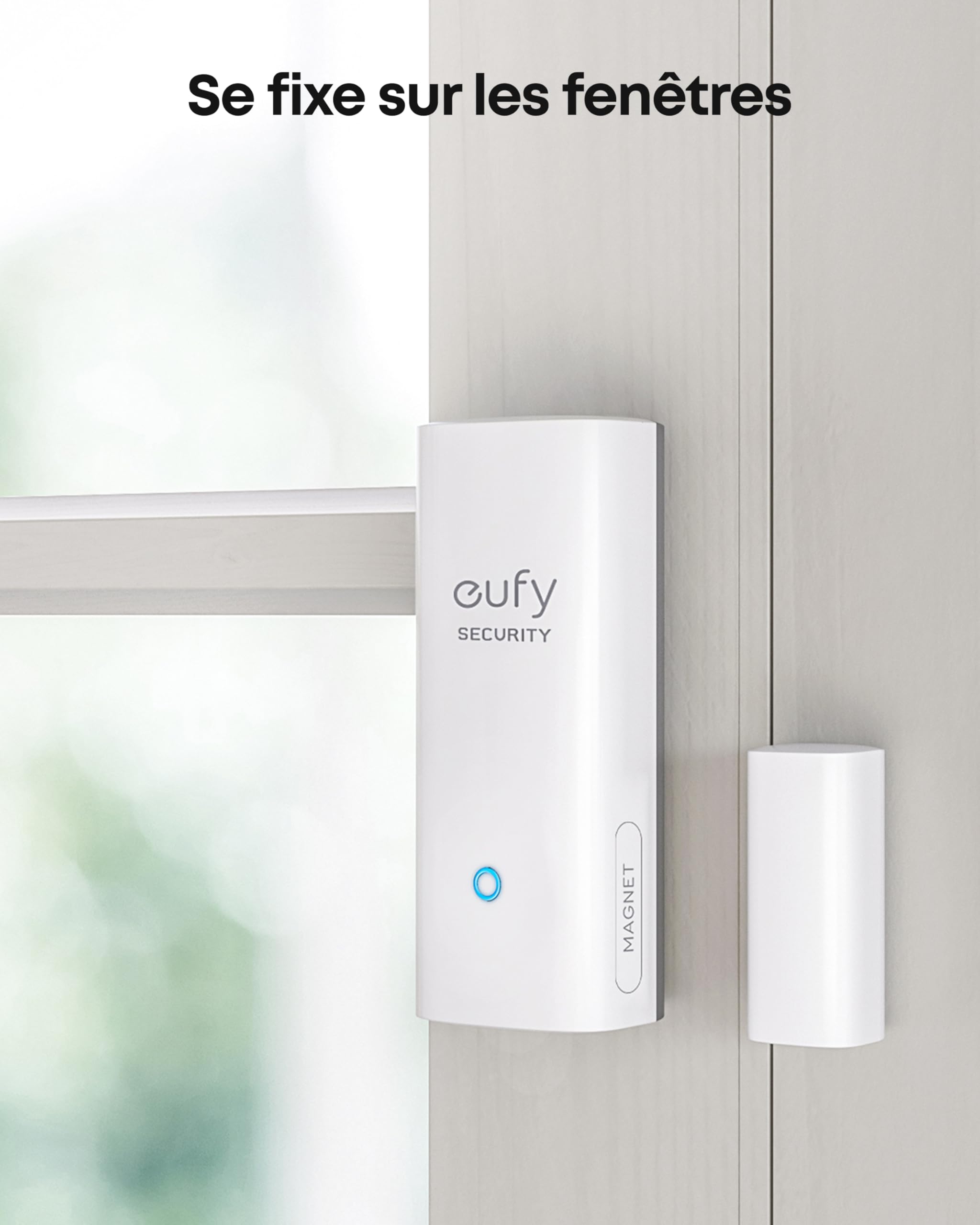 eufy Security, Capteur d'entrée eufy Security - Détecteur pour Portes et fenêtres avec Alarme, alertes sur Application Android/iOS, 2 Ans d'autonomie - Nécessite eufy HomeBase ou HomeBase E