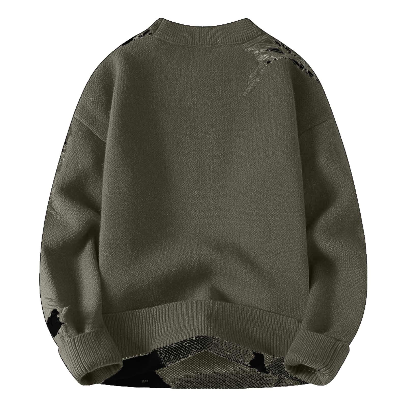 Jersey de punto para hombre, diseño geométrico, cuello redondo, punto grueso, suéter de punto grueso, suéter de punto grueso y trenzado, suéter de Navidad de invierno, suéter suave de punto