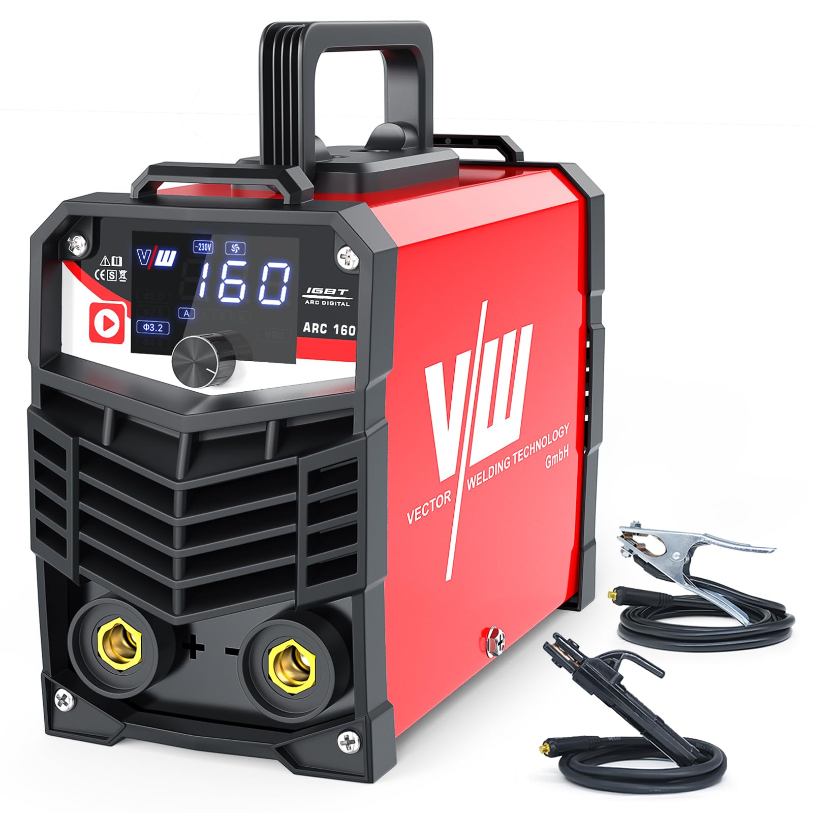 VECTOR WELDING Soldador de Electrodo MMA 160A, Máquina de Soldar Inverter | con Pantalla LED, Equipo de Soldadura para Principiantes, IGBT