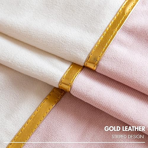 Miniatura 9 de ANRODUO Paquete de 2 fundas de almohada decorativas de terciopelo con funda de almohada de cuero dorado funda de cojín suave y sólida cuadradas para