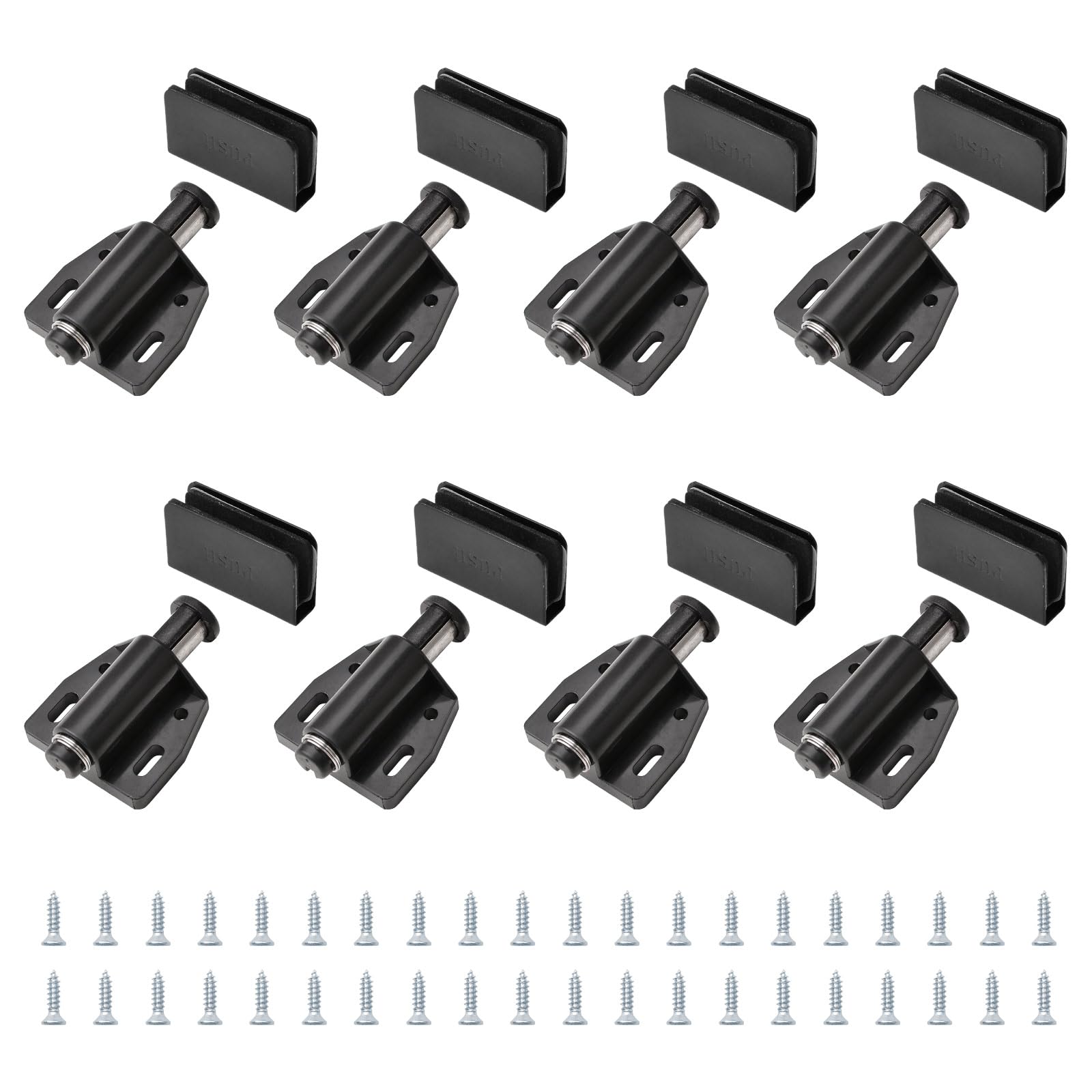 UFURMATE 8 Sets Glass Door Magnetic Catch Closures Push Open Single Glass Door Magnetic Touch Latchs with Adjustable Cabinet Clamp