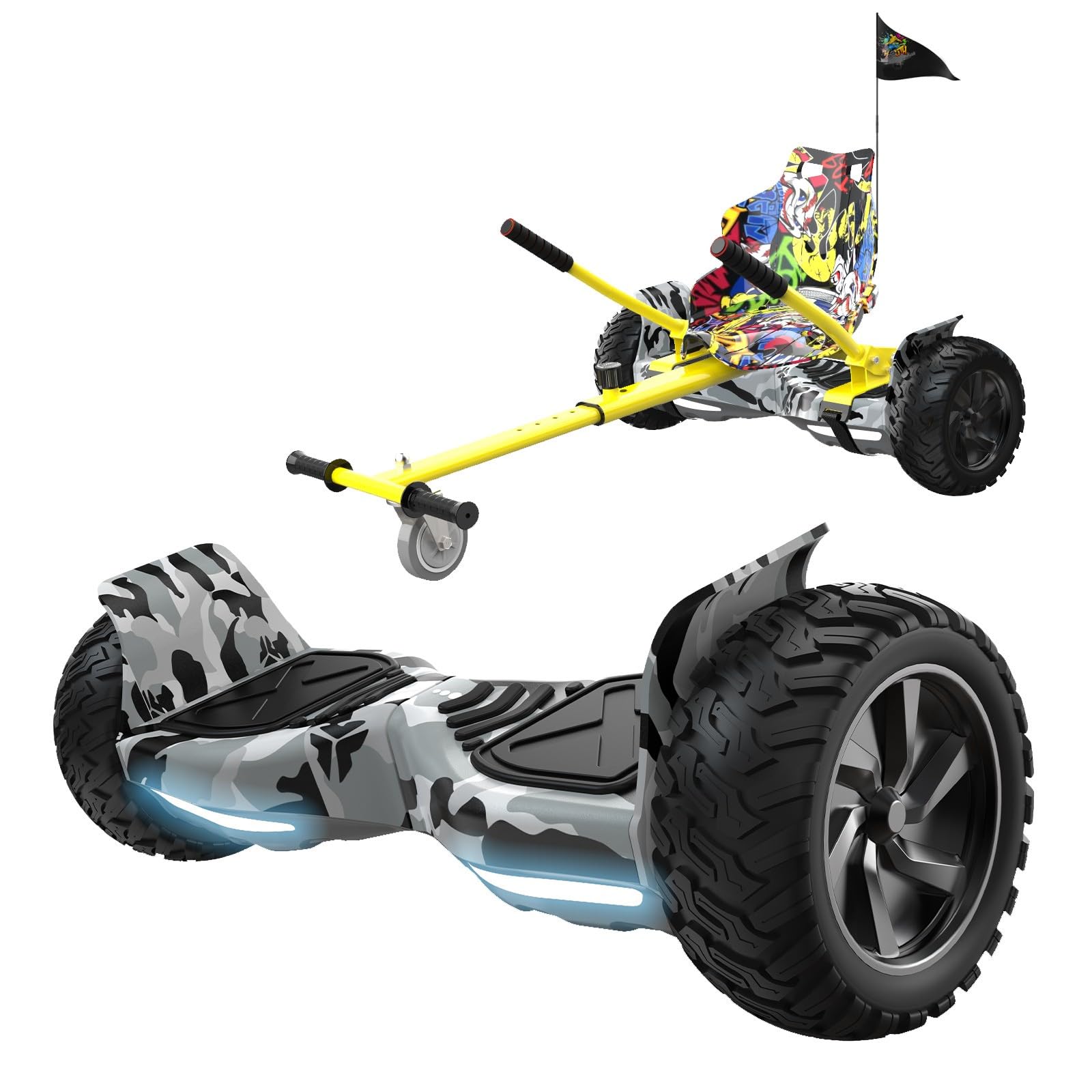 RCB Hoverboards SUV mit Sitz Hoverboards Off-Road, App-fähige Bluetooth, 8,5 '' Hummer + Hoverkart Go Kart für Self Balancing Scooters, Geschenk für Kinder