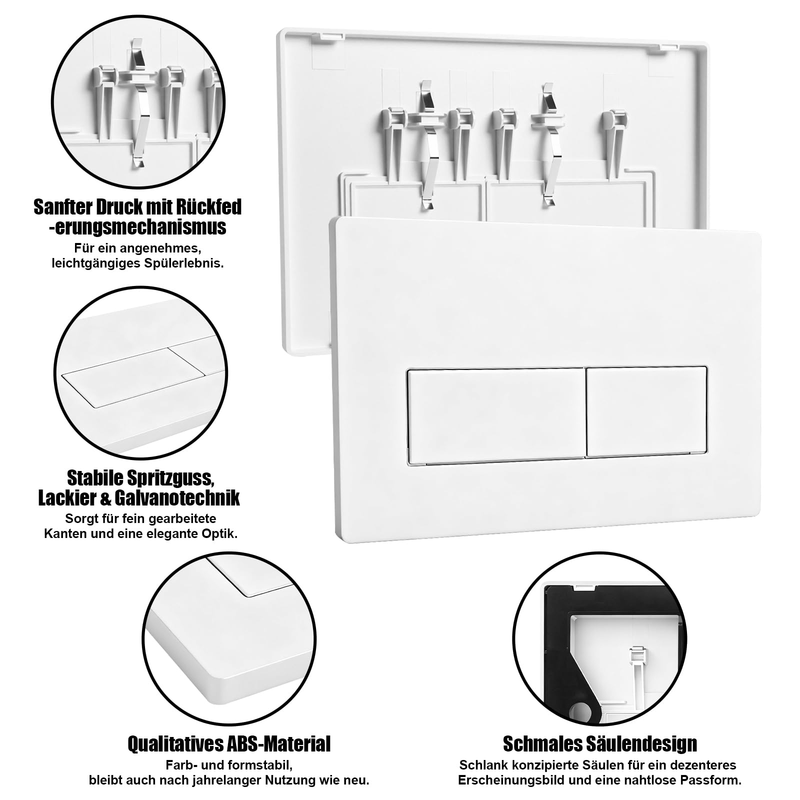 Placca di comando WC, piastra di scarico a doppio scarico compatibile con GEBERIT SIGMA01/20/21/30 UP300/320, placca di ricambio 115.770.11.5, dimensioni 246×164mm, bianco
