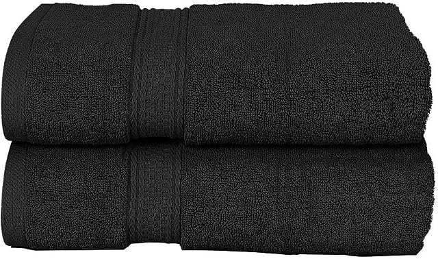 2 Pack Bath Sheet 100% Egyptian Cotton 600GSM Hotel Quality Guest Towel Set Super Absorbent Quick Dry Extra Soft Bathroom Bath Sheet Sets (Black)