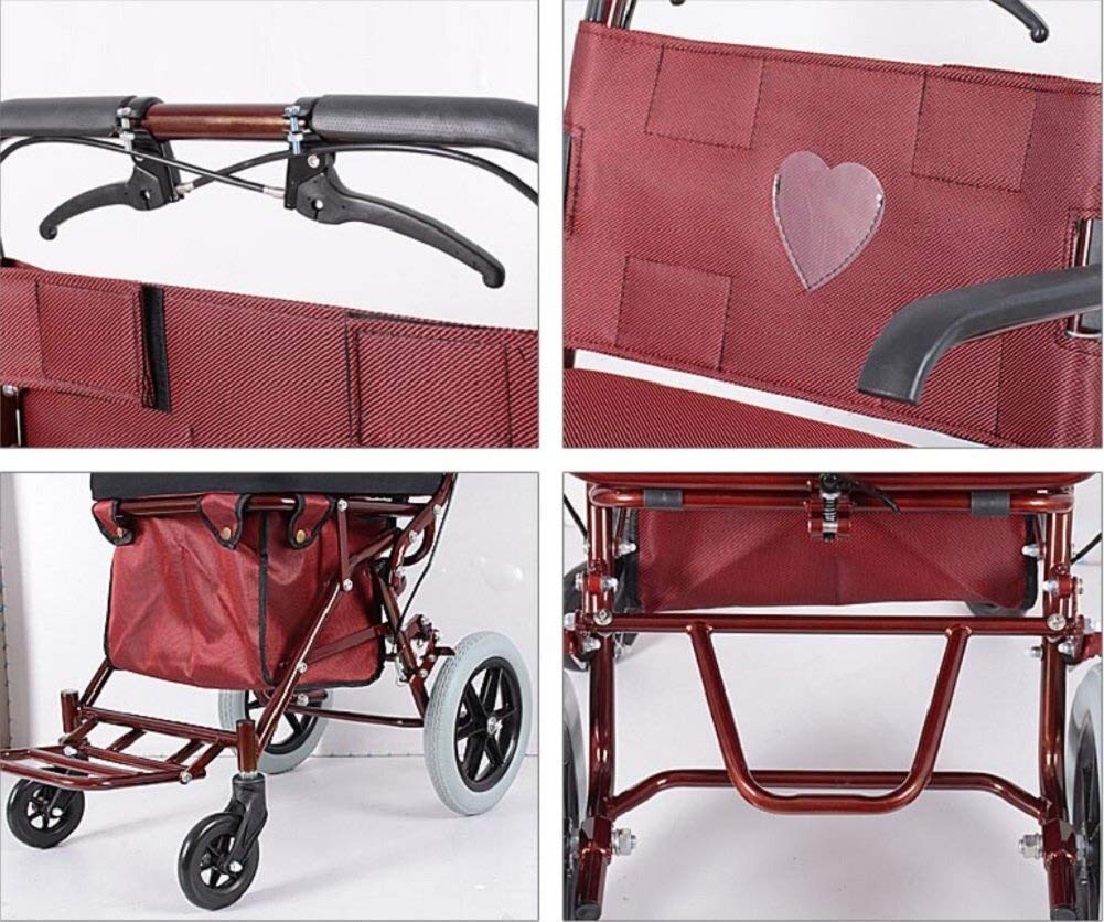 Andador Andador Andador, Carrito de Compras, Carrito de Movilidad, Cochecito Ligero, Scooter Plegable con Asiento y Bolsa de 4 Ruedas Interesting