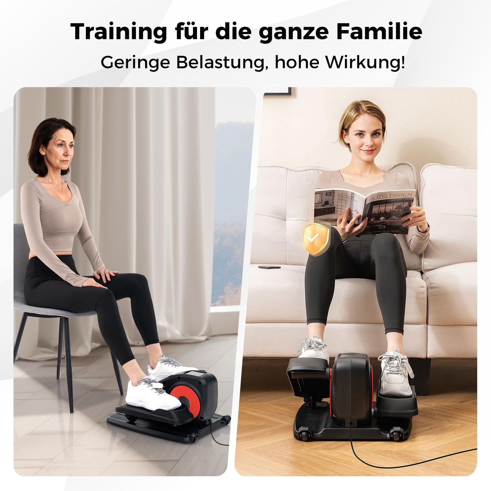 COSTWAY Ellipsentrainer unter den Schreibtisch, elektrischer Pedaltrainer mit Anzeigemonitor & Fernbedienung, Bewegungstrainer Stepper für Bewegung, Sitzende Pedal Exerciser für Zuhause Büro (Rot)
