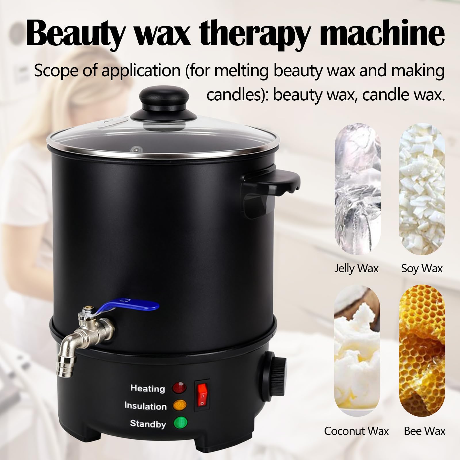 Aisny Fusor de Cera para Velas 6L, Crisol de Cera para Hacer Velas Crisol de Velas 1000W Juego de Vertido de Vela con Grifo para Verter Vela y Controlador de Temperatura para Verter