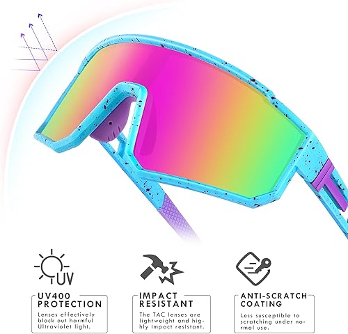 Miniatura 10 de Derowern Lentes de sol de béisbol juveniles, lentes de sol deportivos polarizados para niños, protección UV400 para niños y niñas, softbol y ciclismo