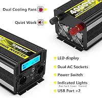SUDOKEJI 4000W Feszültségátalakító 12V-230V - Módosított Szinusz Inverter LCD Kijelzővel, Távirányítóval, Dupla USB Porttal, Kempinghez, Aut 2