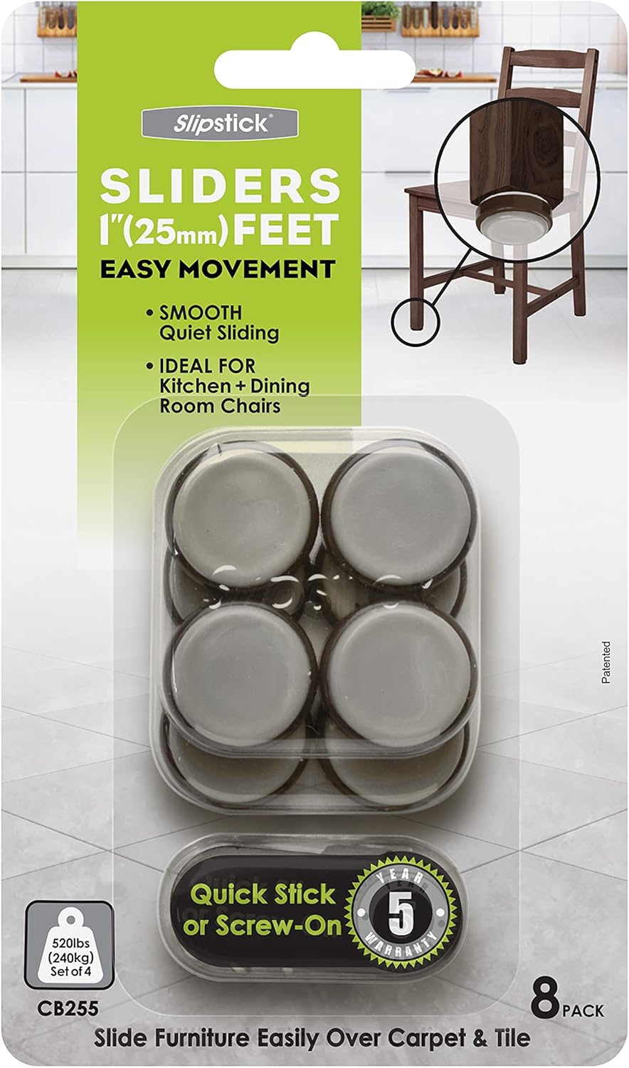 Slipstick Chocolate CB255 1 Inch Floor Protector Chair Glides/Furniture