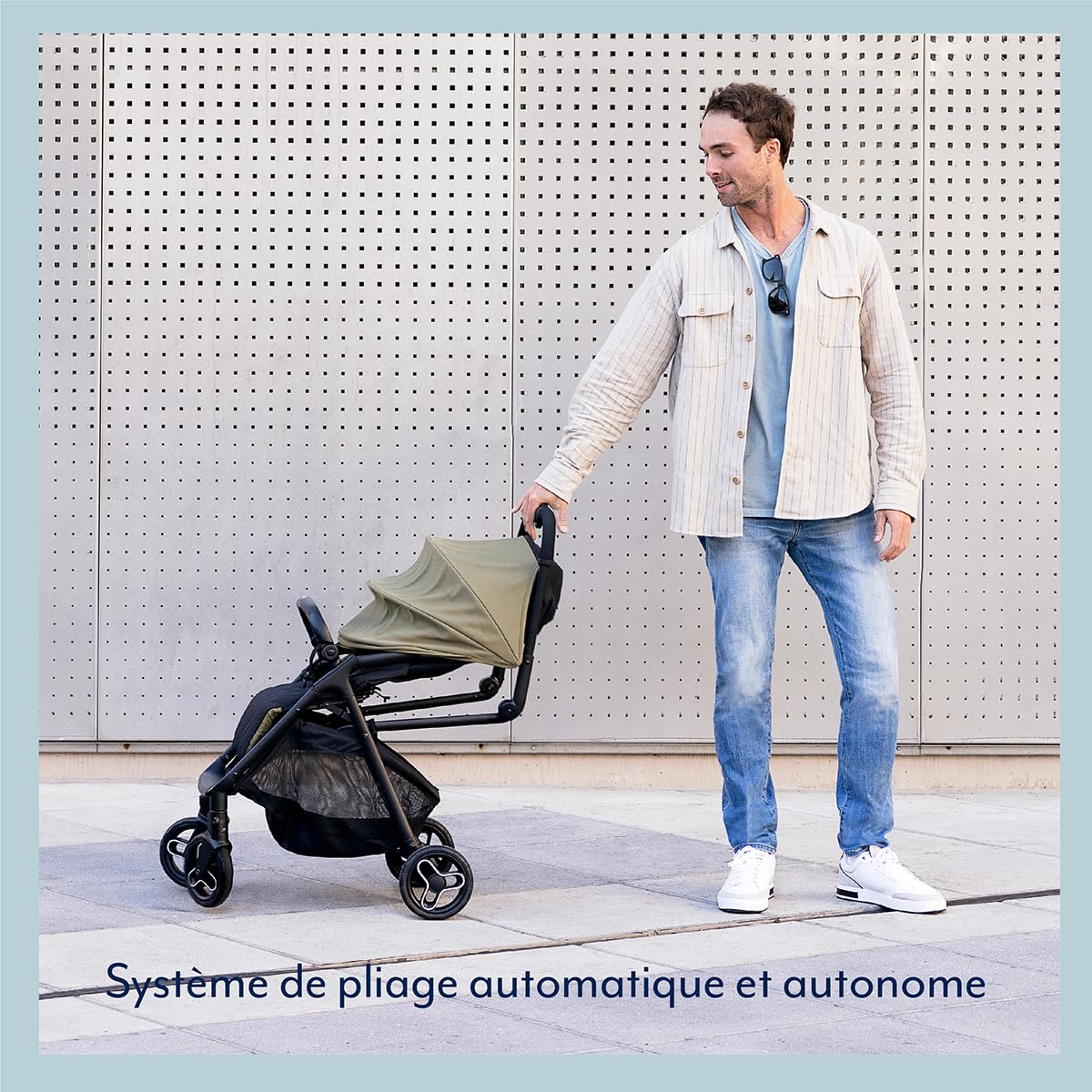 Graco Myavo Poussette de voyage légère avec pliage rapide, de la naissance à environ 4 ans (0-22 kg), se plie rapidement, tient debout une fois pliée, habillage pluie inclus, bleu, Stormy