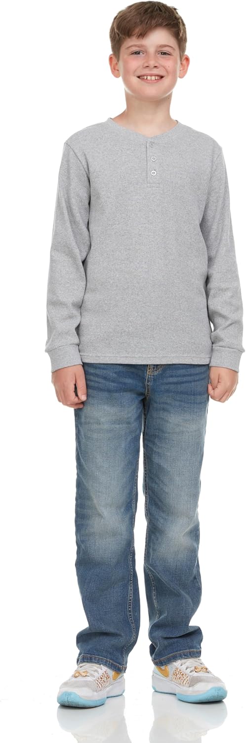 Boys' 2-Pack Thermal Henley Tops - Cozy, Breathable Long Sleeve Shirts for School and Play, Sizes 4-18 - Image 2