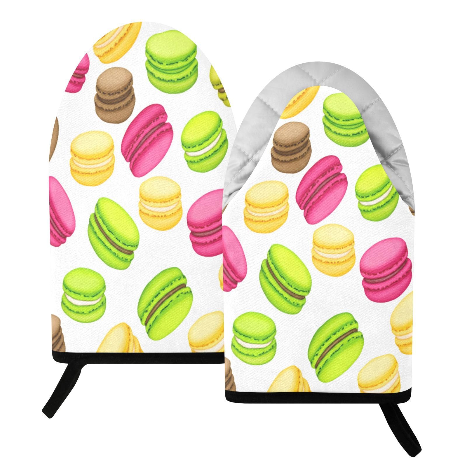 BURSTDDY Colorful Cookies Oven Mitt,Heat Resistant Kitchen Mitts for Cooking