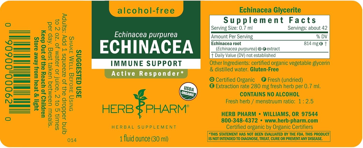 Herb Pharm Organic Echinacea Root Extract, Alcohol-Free: Immune System Support for All Seasons, Fast-Acting Echinacea Plant Supplement, Non-GMO, Vegan & Gluten-Free, 1 Oz - Image 12