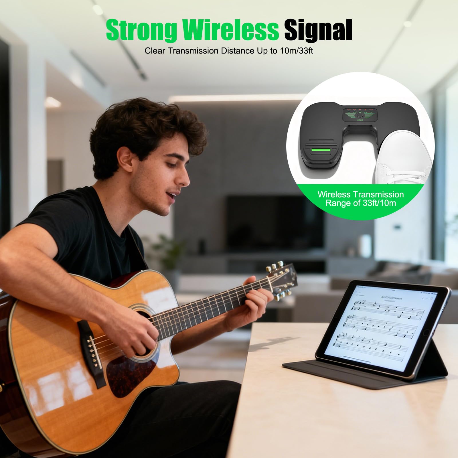 Pedale Bluetooth wireless per cambio pagina, controller musica e lettura, interruttore a pedale ricaricabile compatibile con tablet Android iOS
