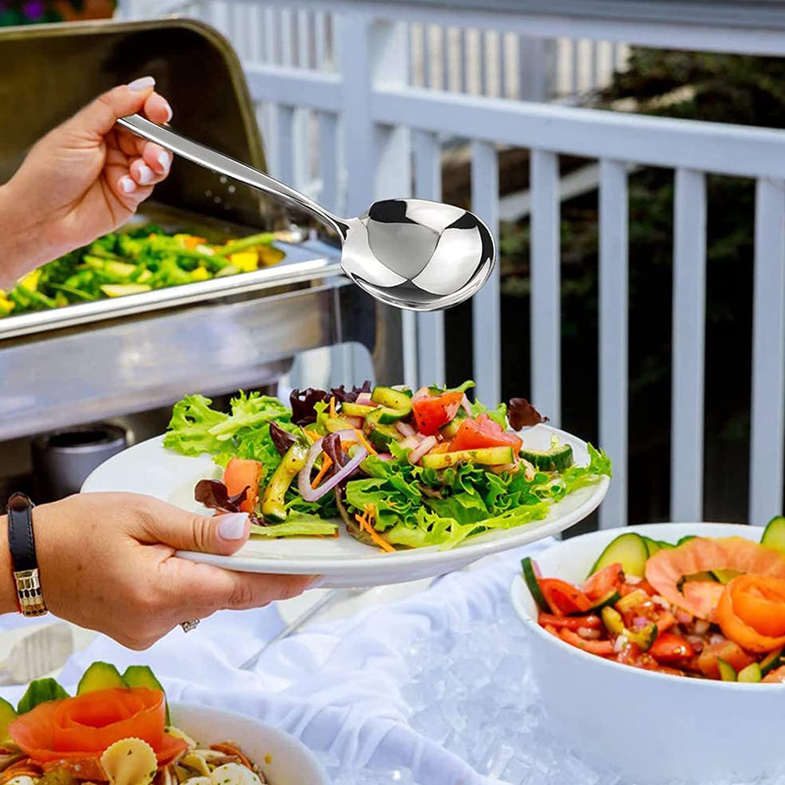SUpoetry 2pcs Stainless Steel Serving Spoon, Buffet Serving Spoon, Large Spoon, Used in Restaurants Buffet, Hotels, Picnics - Image 3