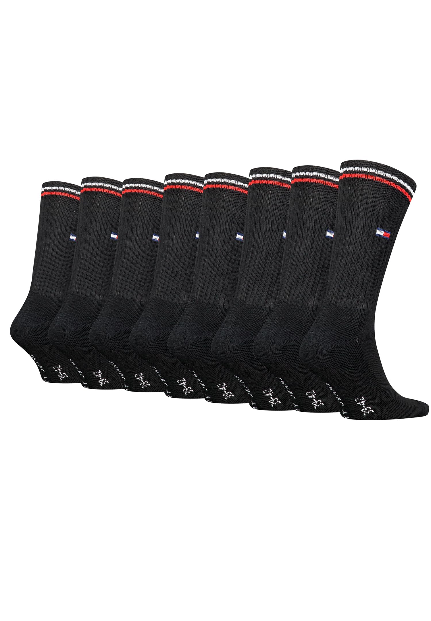 Tommy Hilfiger Lifestyle Crew Socken/lange Tennissocken für Damen & Herren 8-er Pack, Farbe:Schwarz, Socken & Strümpfe:39-42