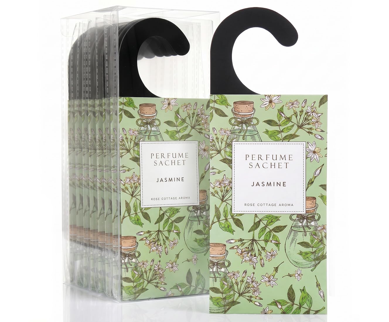 ROSE COTTAGE Large 12 Packs Jasmine Hanging Closet Deodorizer Air Freshener Long Lasting Scented Sachets Smell Goods for House