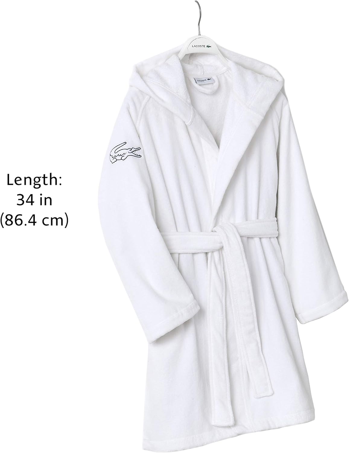Lacoste Fairplay Robe, 100% Cotton, 34"L, White : Clothing, Shoes & Jewelry