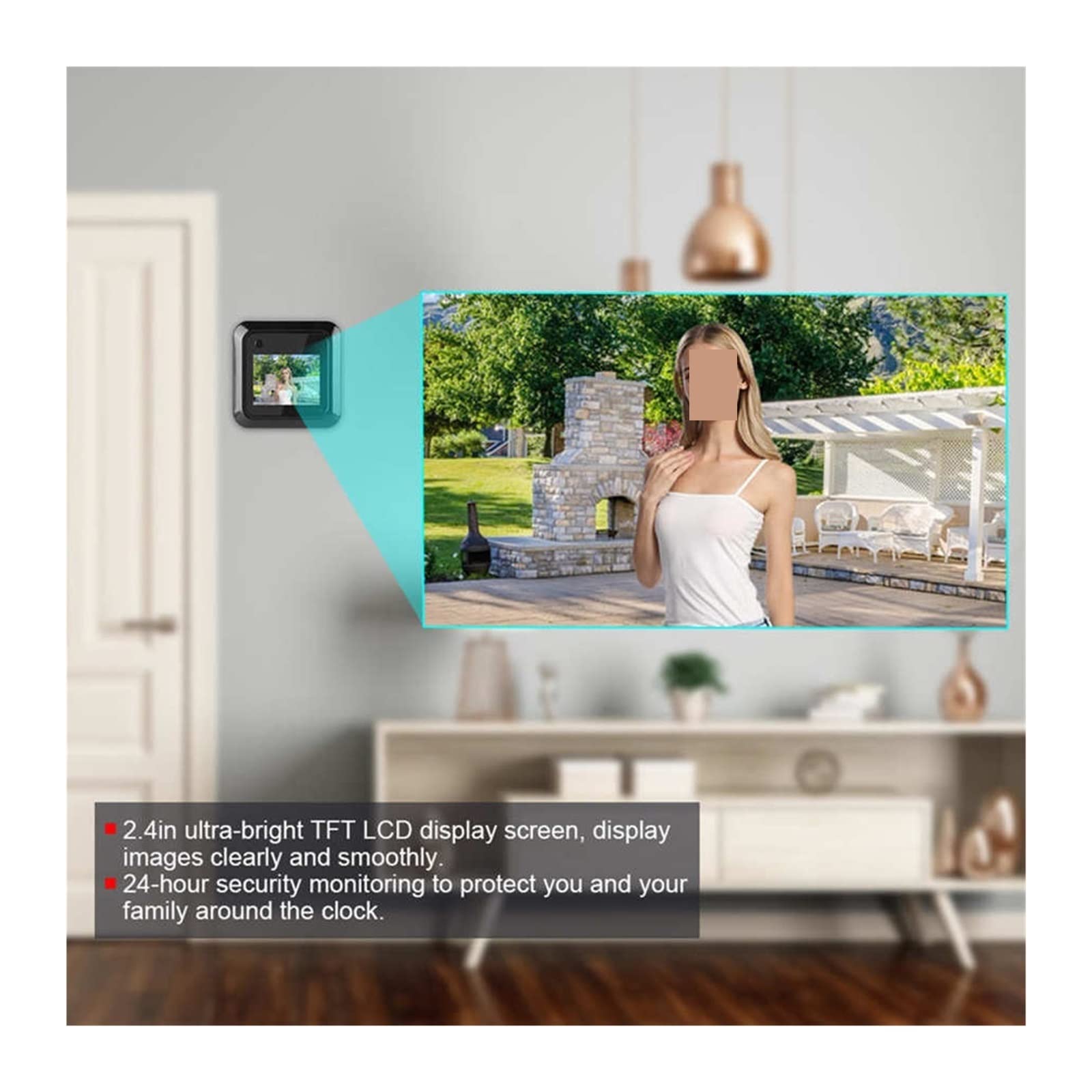 Video Doorbell, Smart Video Campanello Video Spioncino Digital Door Camera Campanello Schermo LCD Display Telecamera grandangolare(B)