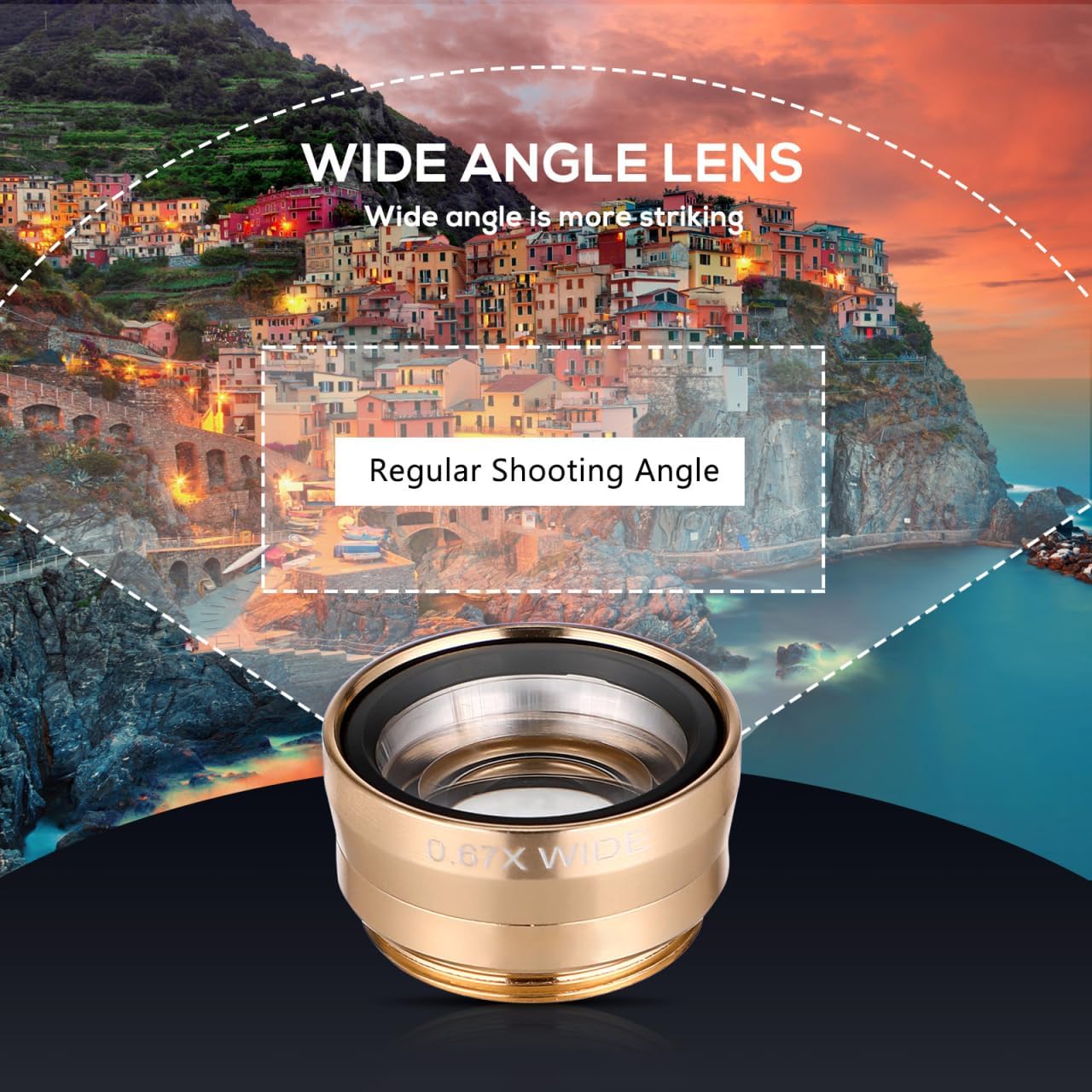 ULTECHNOVO Universal Portable Phone Camera Lens 3-in-1 Clip on Macro Lens Fisheye Wide Angle for Smartphones with Aluminum Construction