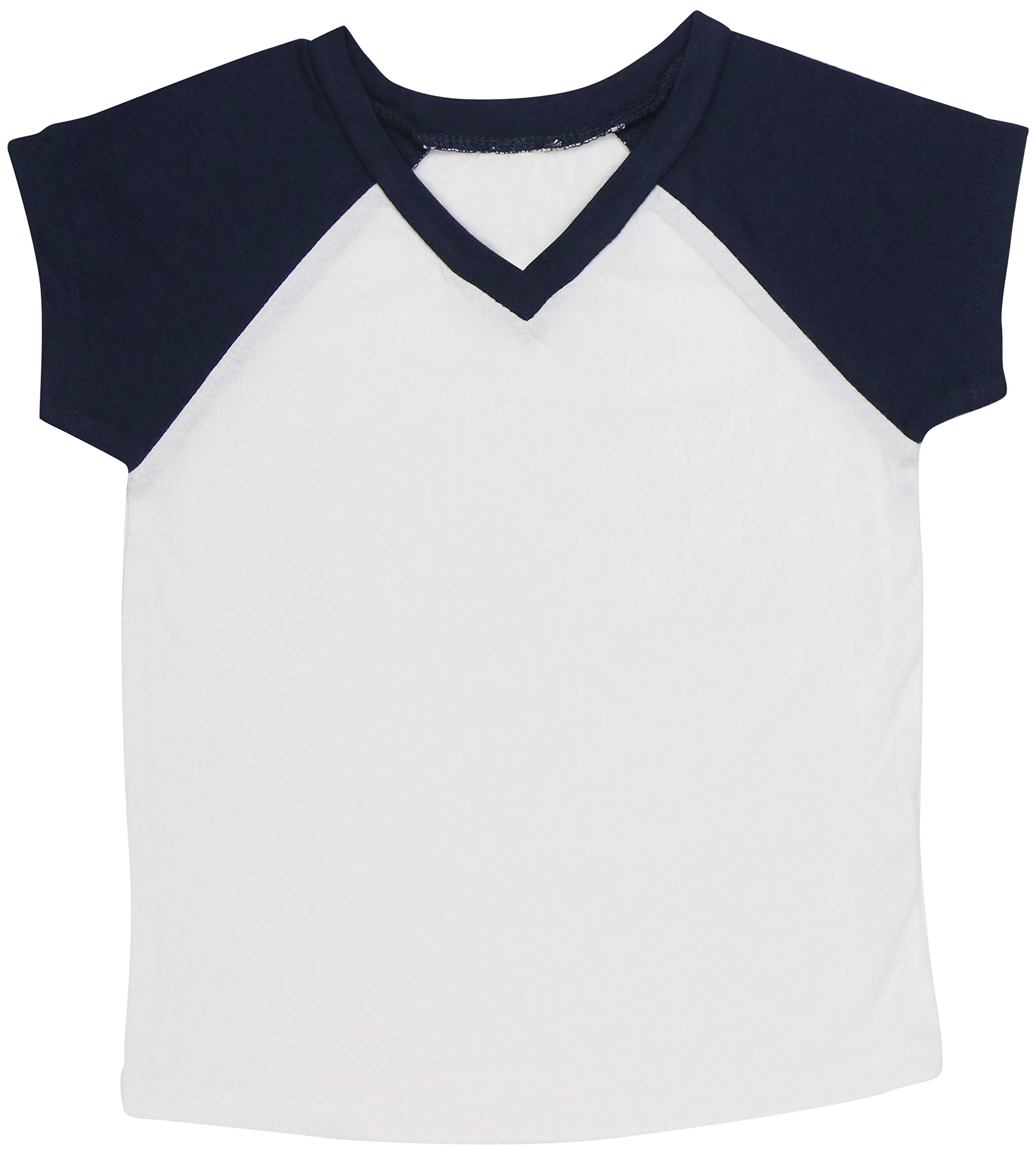 ToBeInStyle Kids Boys Girls Cotton Jersey Contrast Raglan V-Neck Tee T-Shirts