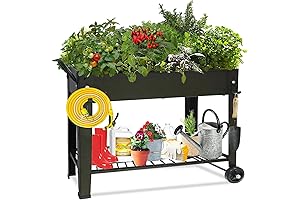 aboxoo Elevated Garden Bed with Wheels for Vegetables Flower Herb Patio