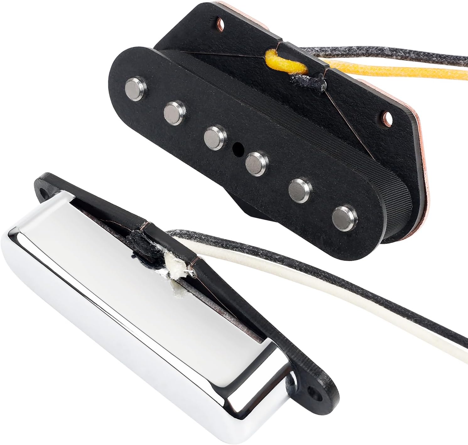 Banworks Alnico 5 Guitar Pickup 8.2K/7.6K High Output 50mm/54mm Neck/Bridge Pickups Set Single Coil Pickups Set Fiber Bobbin for Telecaster Tele TL Style Electric Guitar Pack of 2 JT/SYQ-05