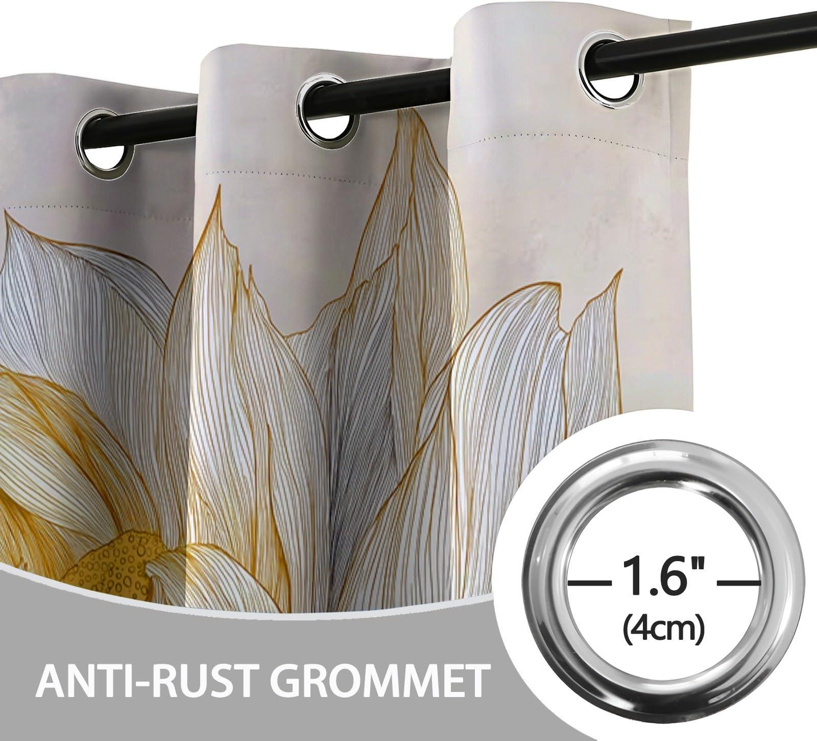 Generico Akwarela elegancka zasłona 91,5 l x 214 cm (2 panele) z oczkami, termiczne zasłony zaciemniające z izolacją termiczną w paski kwiatowe do pokoju i sypialni
