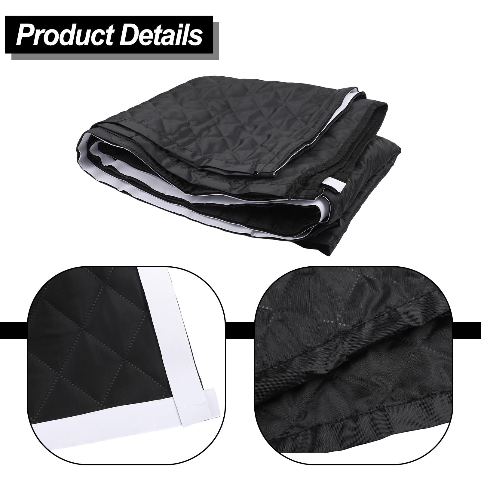 Housse de porte isolante pour camping-car, rideau thermique à trois couches Oxford et coton pour porte de camping-car, noir, 133 x 180 cm