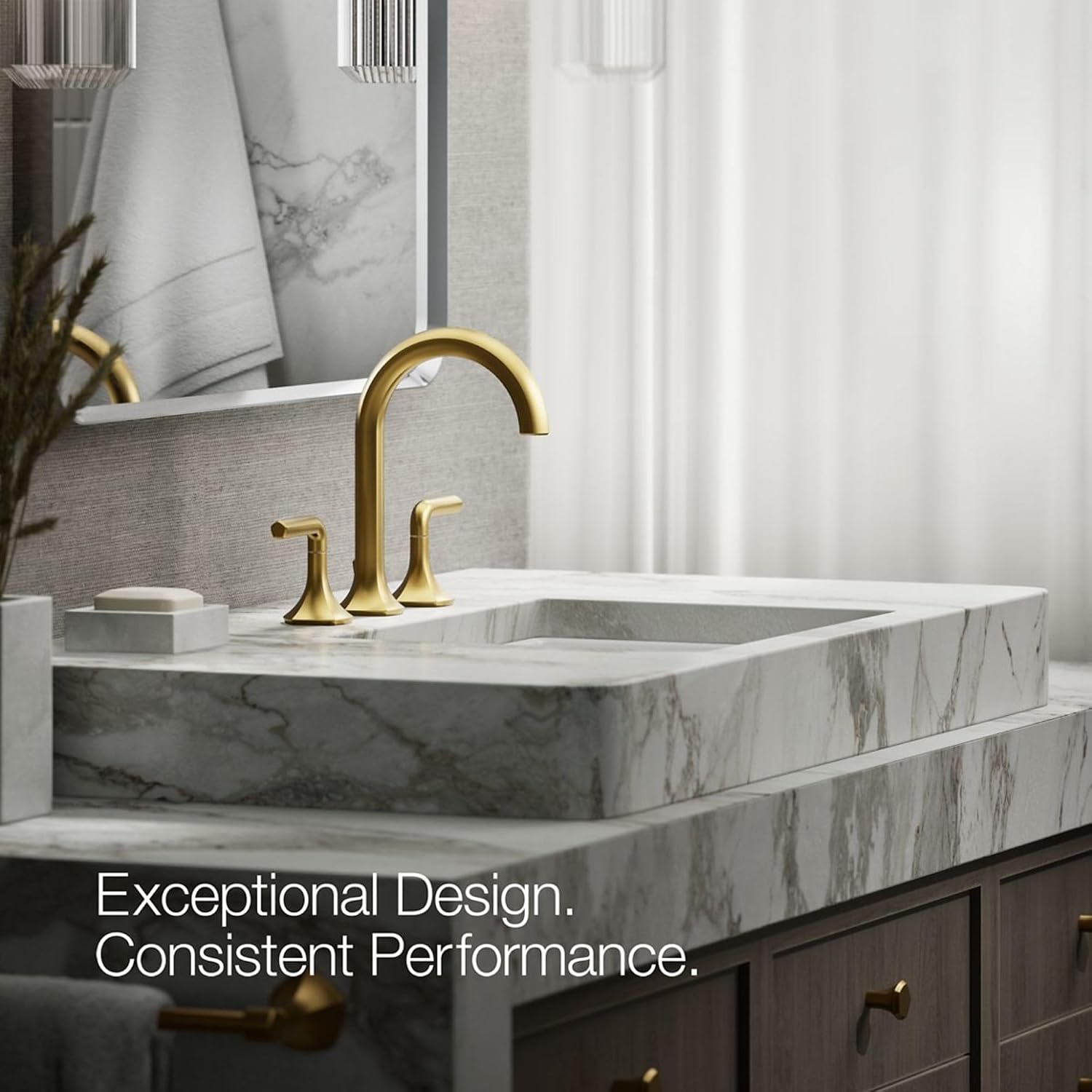 Kohler 27010-4-2MB OCCASION™ Lever bathroom sink faucet handles, Vibrant Brushed Moderne Brass