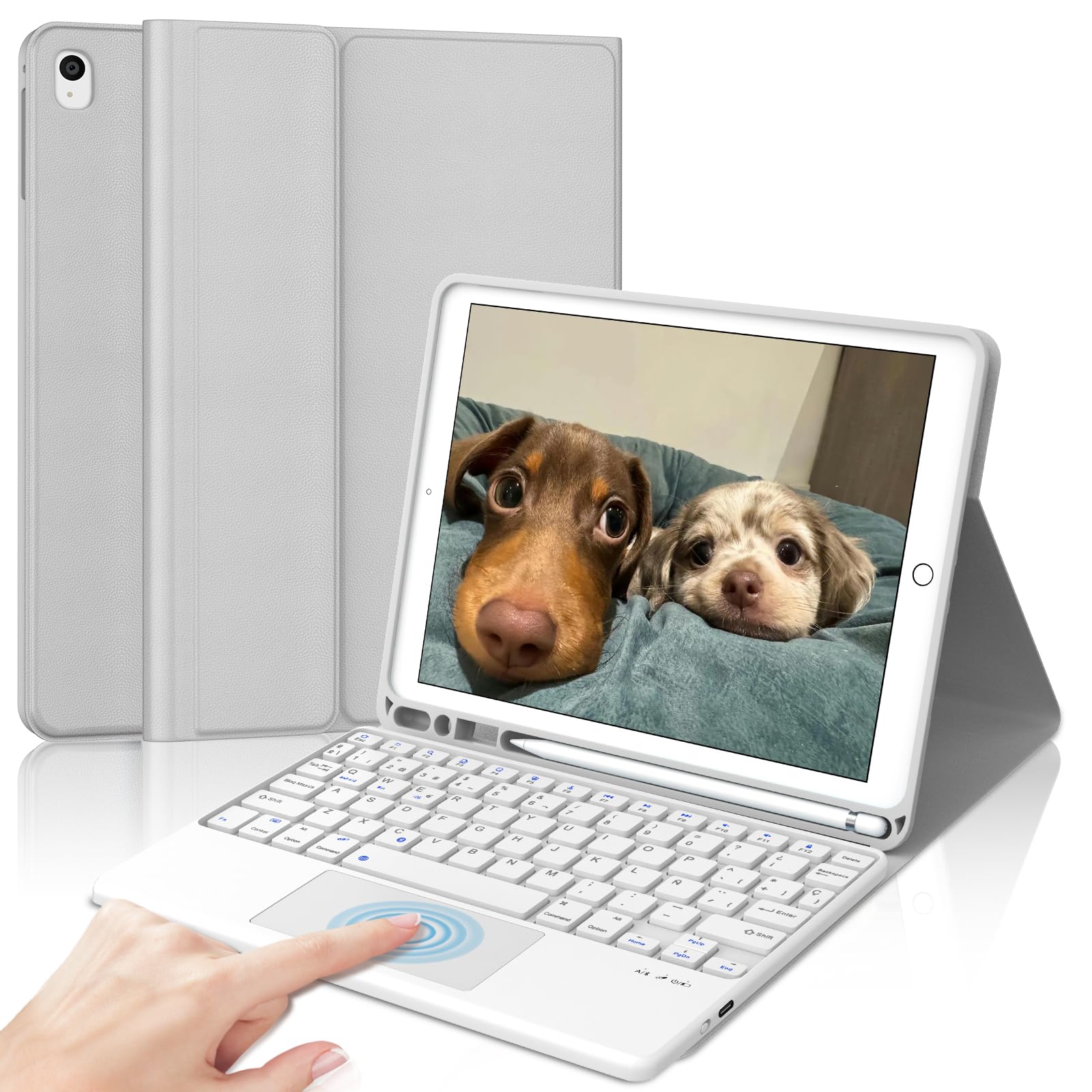 Funda teclado para iPad 2021 2020 2019 con bluetooth trackpad Ñ 8