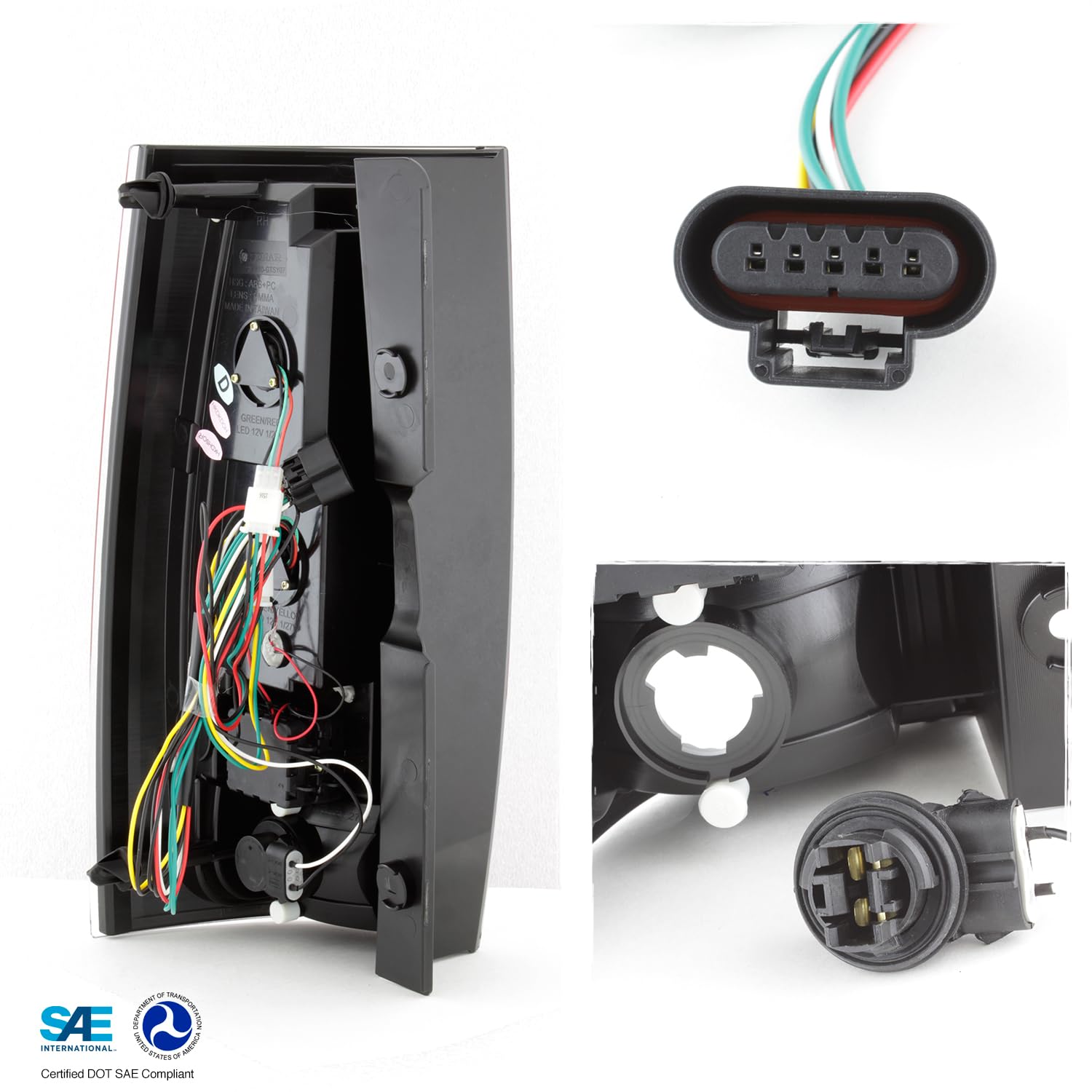 AKKON - For 07-14 Suburban Tahoe Yukon Yukon XL Denali Rear Black Smoke LED Tail Lights Brake Lamps Replacement