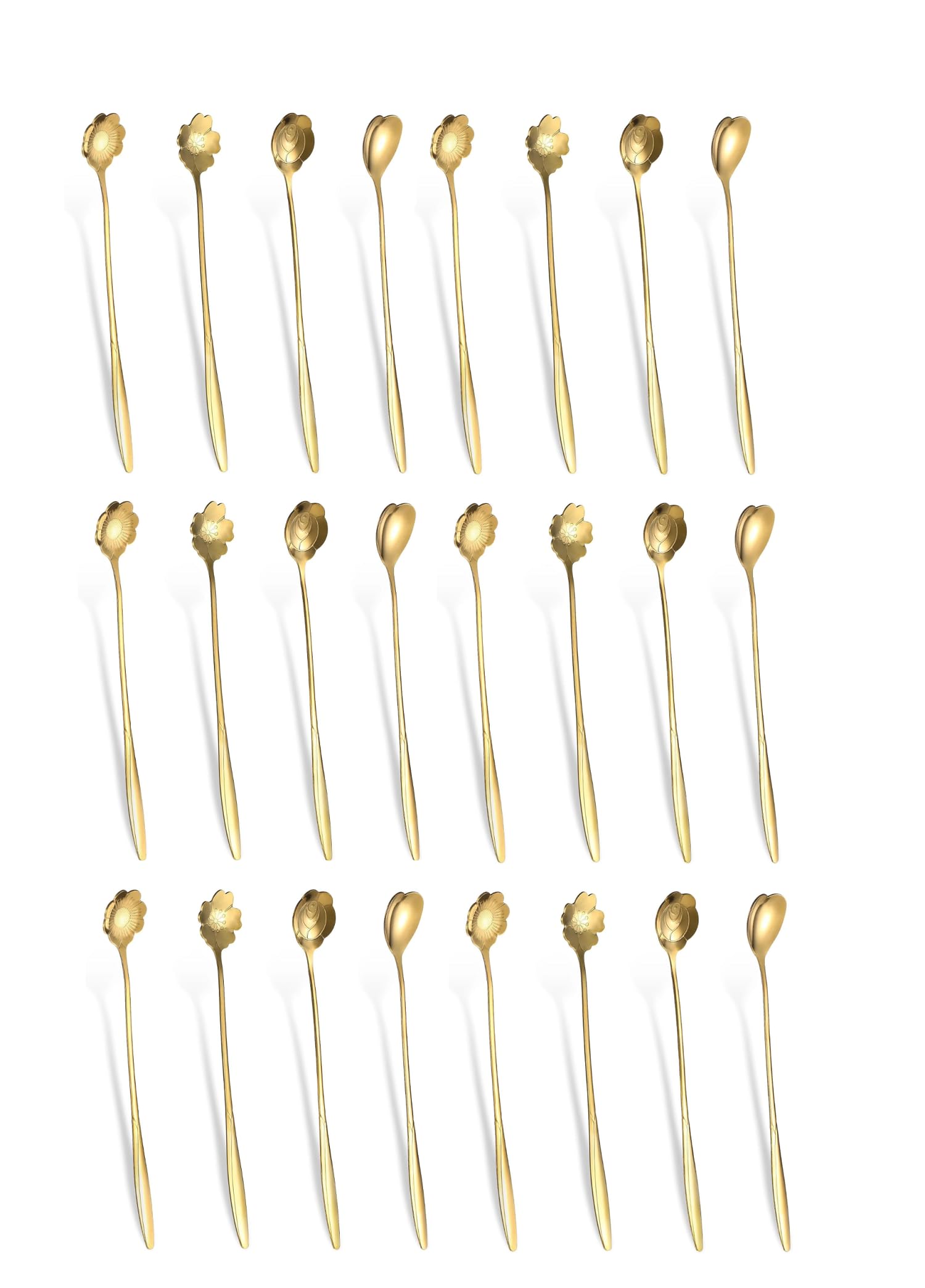 Golden Spoons, Coffee Spoon, Flower Teaspoons, Desserts Spoons, Stainless Steel Reusable Tea Scoops, Spoon Set for Kitchen, Dessert House, Cafe Or Bar (16Pcs Spoon) — Amazon image 3