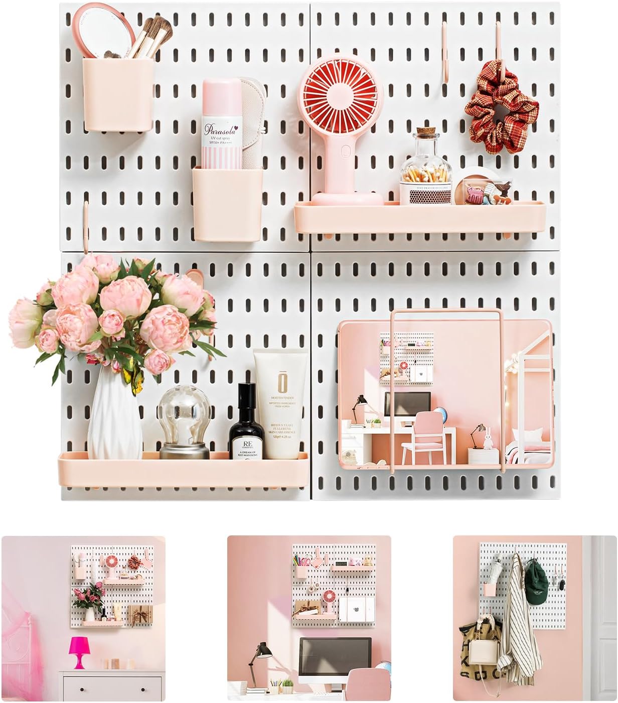 VUSIGN Pegboard Combination Wall Organizer Kit, 4 Pieces Pegboards and