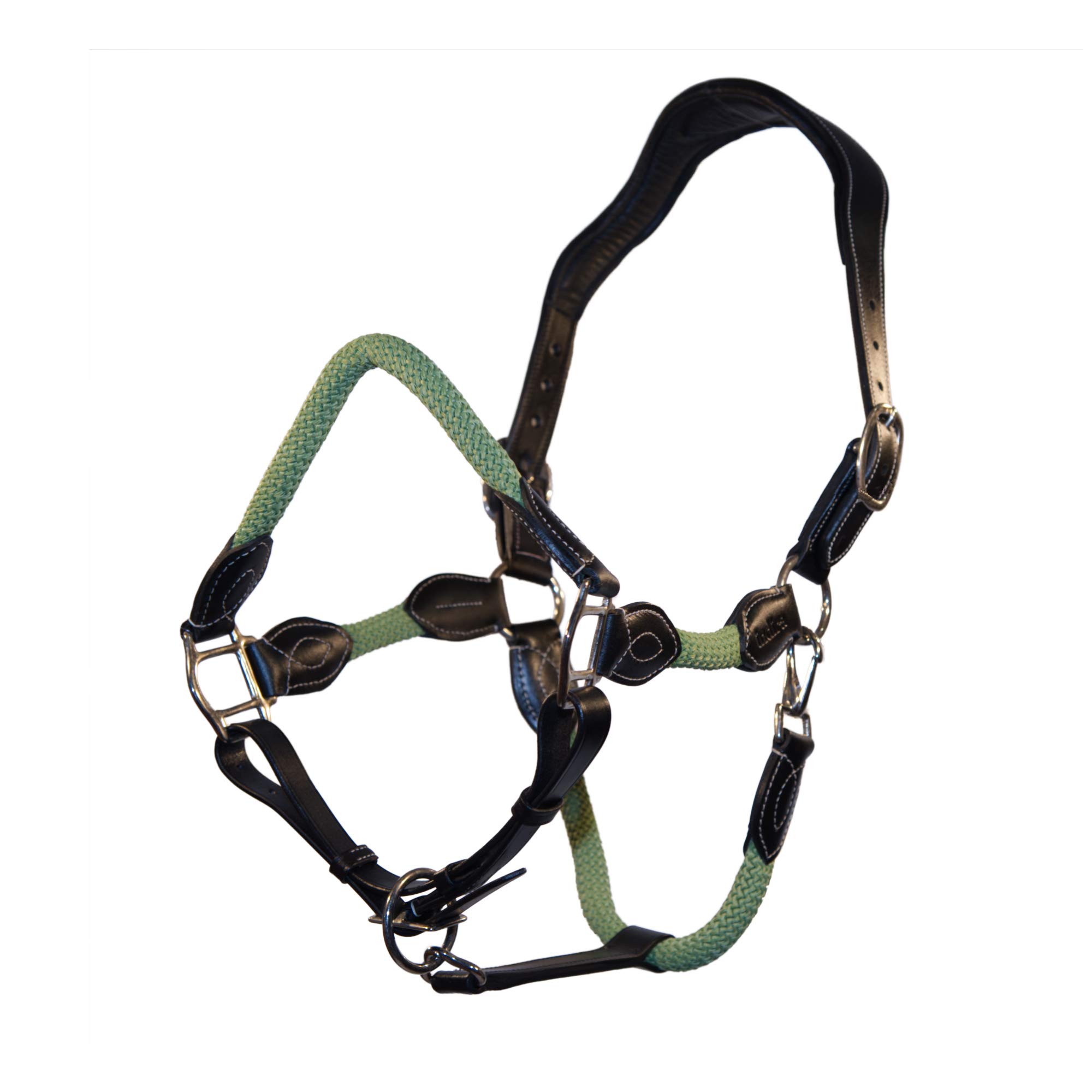 indira Seil-Leder-Halfter pro Flex PP-Strick-Echtleder (Pony, Grün 01)