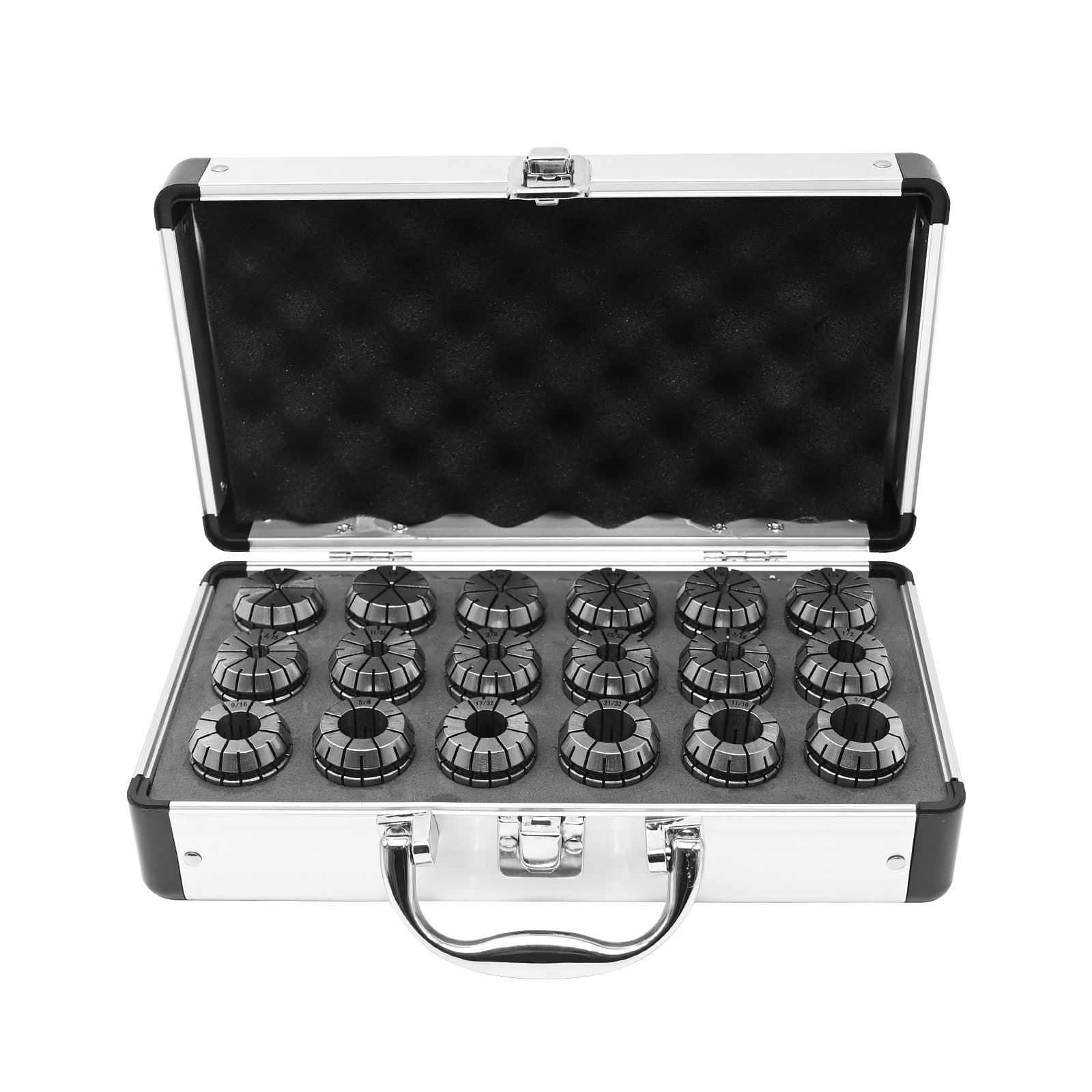 VIKKSAER ER32 Spring Collet Set 18 PCs w/an Aluminum Box, 3/32''-3