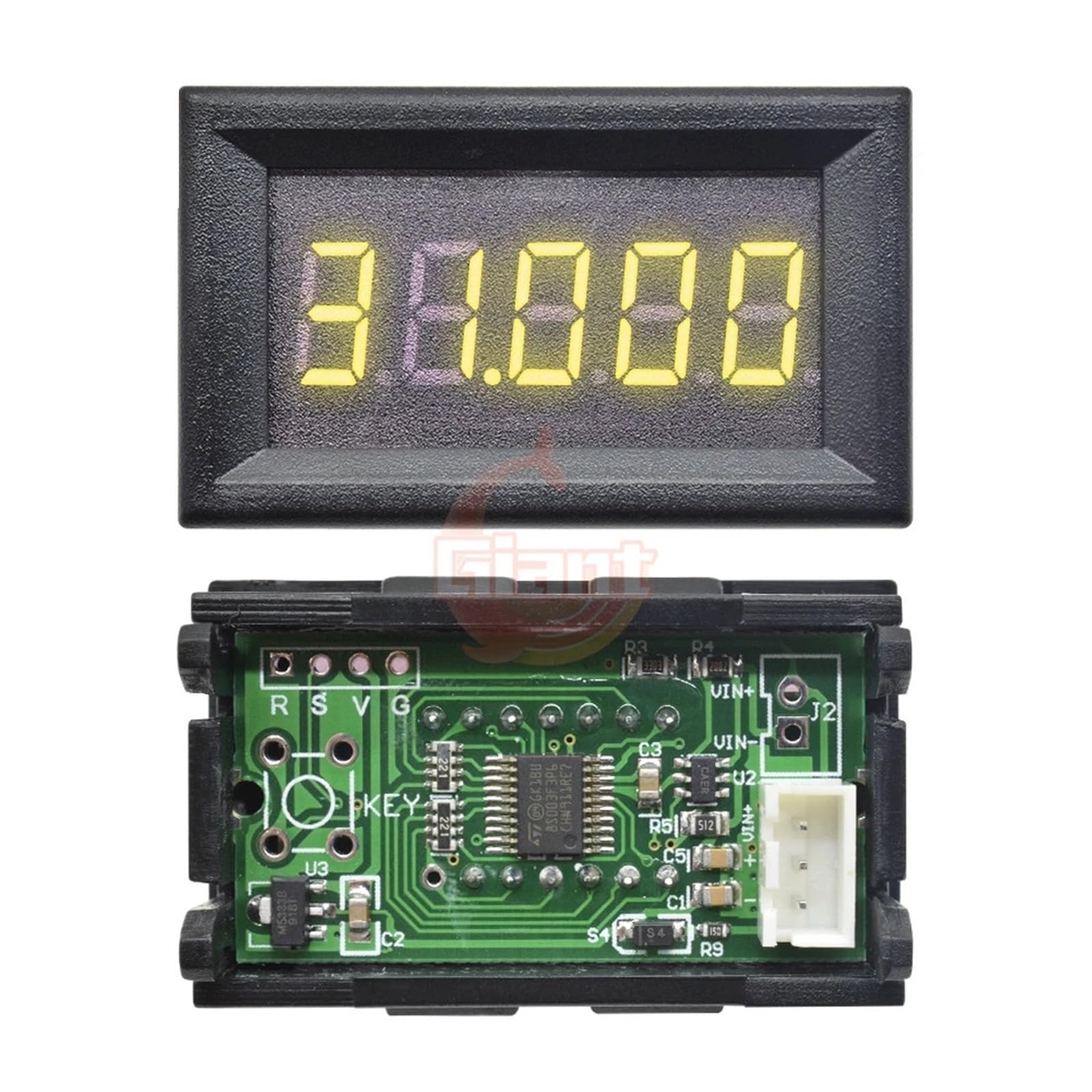 Voltímetro digital LED de CC de 5 bits y 3 cables, 3 V, 5 V, 12 V, 24 V, 0-33 000 V, alta precisión de 0,36 pulgadas, for coche, de voltaje(Red)