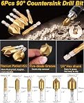 Rocaris 32 Pack Woodworking Chamfer Drilling Tools, Including Countersink Drill Bits, L-Wrench, Wood Plug Cutter, Step Drill Bit, Center Punch, Cutting Twist Drill Bits
