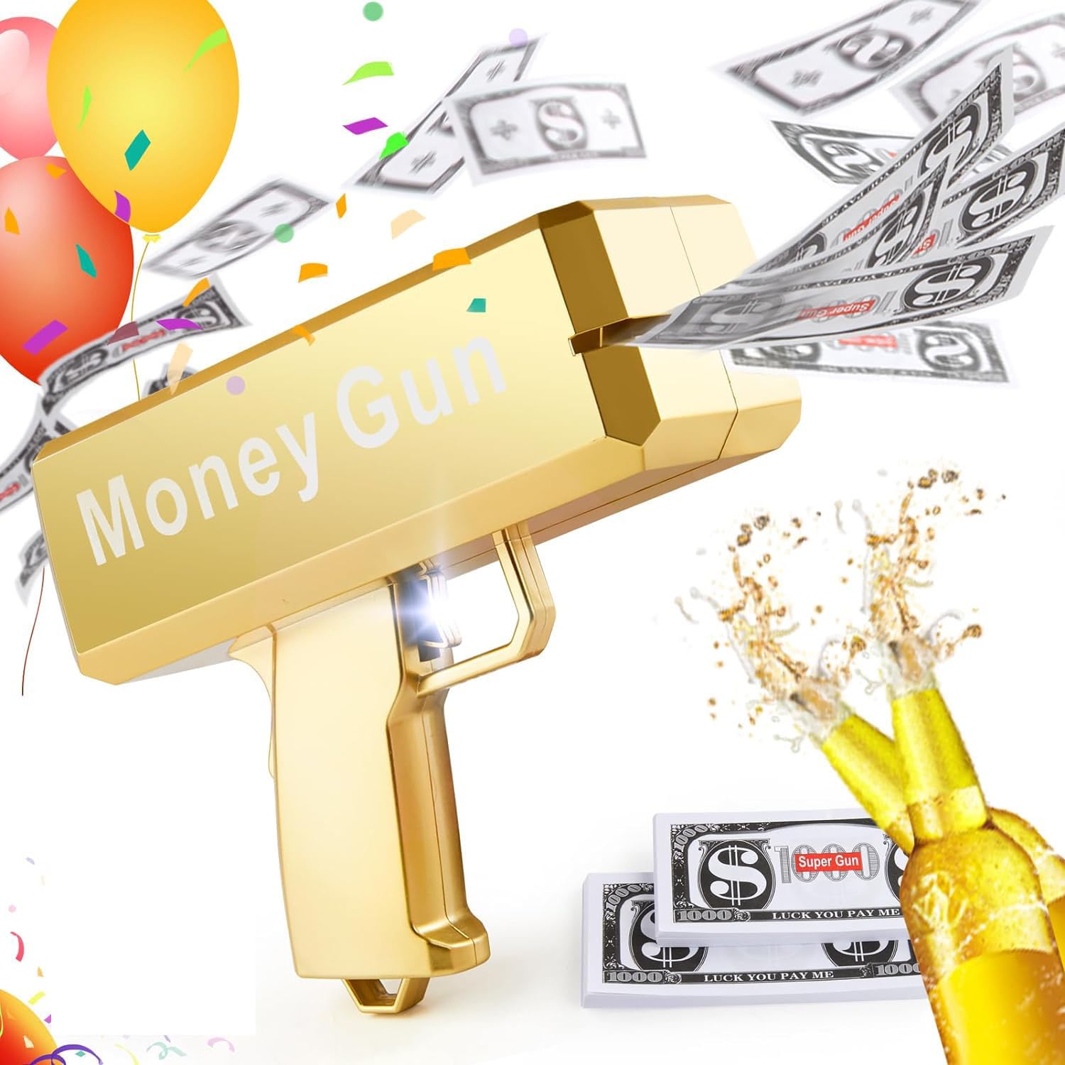 Shinetoy Entertain Kids Make It Rain Gun Cash Gun Super Gun Spray Gun, Fashion Money Gun Suitable for Weddings, Party, Birthdays, Marketing, Nightclubs Etc Party Games (Golden) (B09YHWZ5HF) Amazon Price History, Amazon Price Tracker