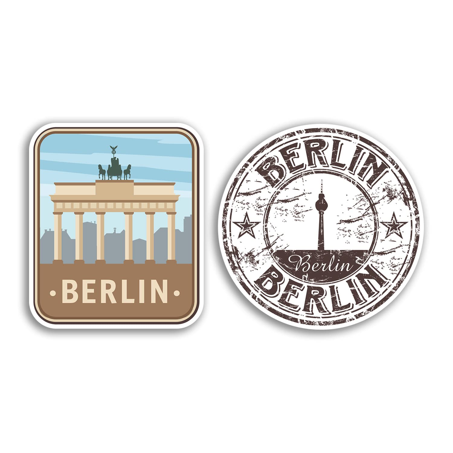 2 x 10cm Tall Berlin Vinyl Stickers - Germany Landmark City German Travel Gift #78530