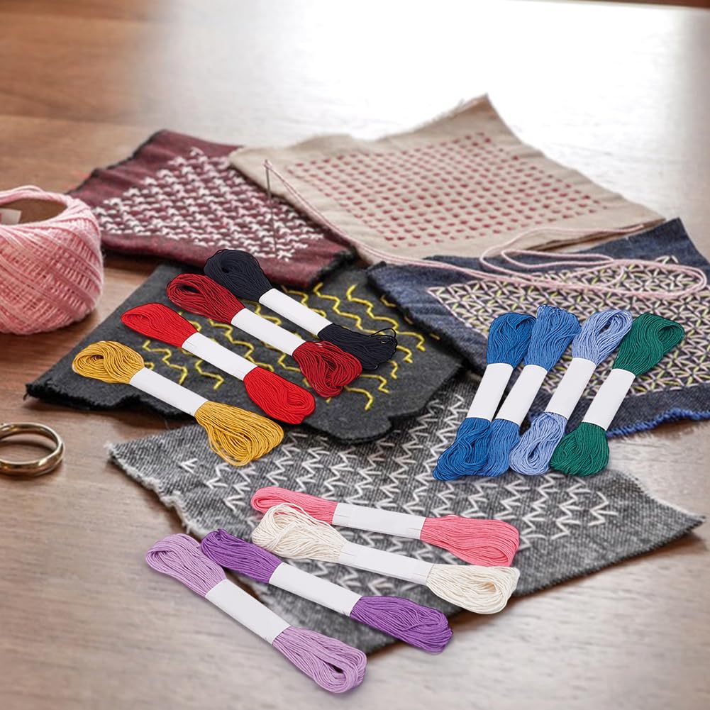 FREEBLOSS 4 Stks Sashiko Draad Kit 38 Yards*4 Kleuren Natuurlijk Geverfd Sashiko Katoen Borduurgaren Japanse Quilten & Borduurwerk