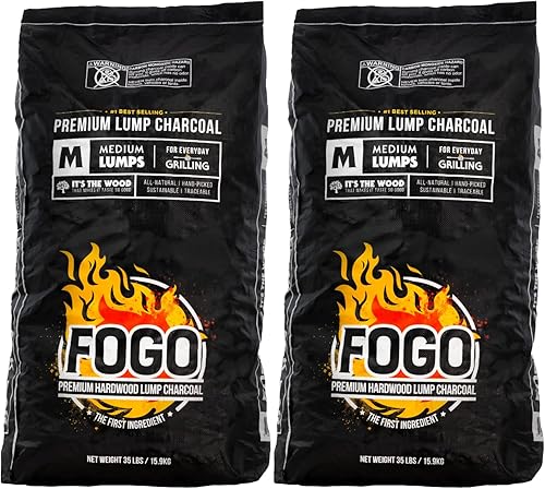 Miniatura 14 de FOGO Carbón vegetal de madera dura, tamaño mediano, calidad de restaurante, para asar y ahumar, bolsa de 17.6 libras
