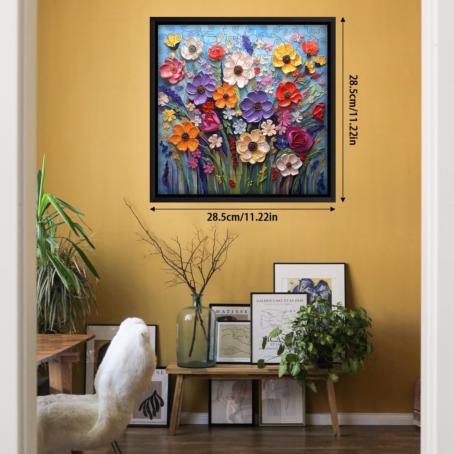 Colorful Flower Wooden Puzzles Adults 180 Pieces, Unique Floral Mosaic Puzzles Art Painting, Spring Garden Plant Puzzles, Impossible Hard Challenging Puzzle Wood