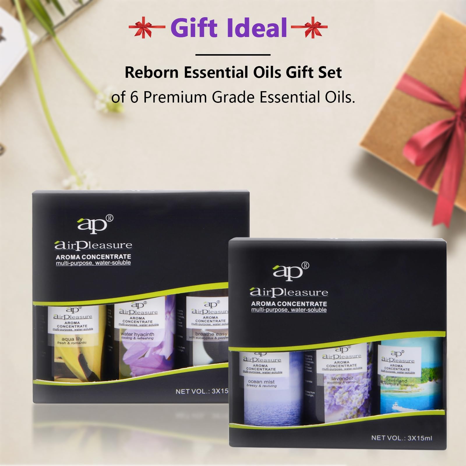 Aceites esenciales Reborn Aroma Oils Multifunción Blends Set de regalo Aceites para difusor de aromaterapia, humidificador, aceites aromáticos naturales, 6 botellas, 0.5 fl oz 9
