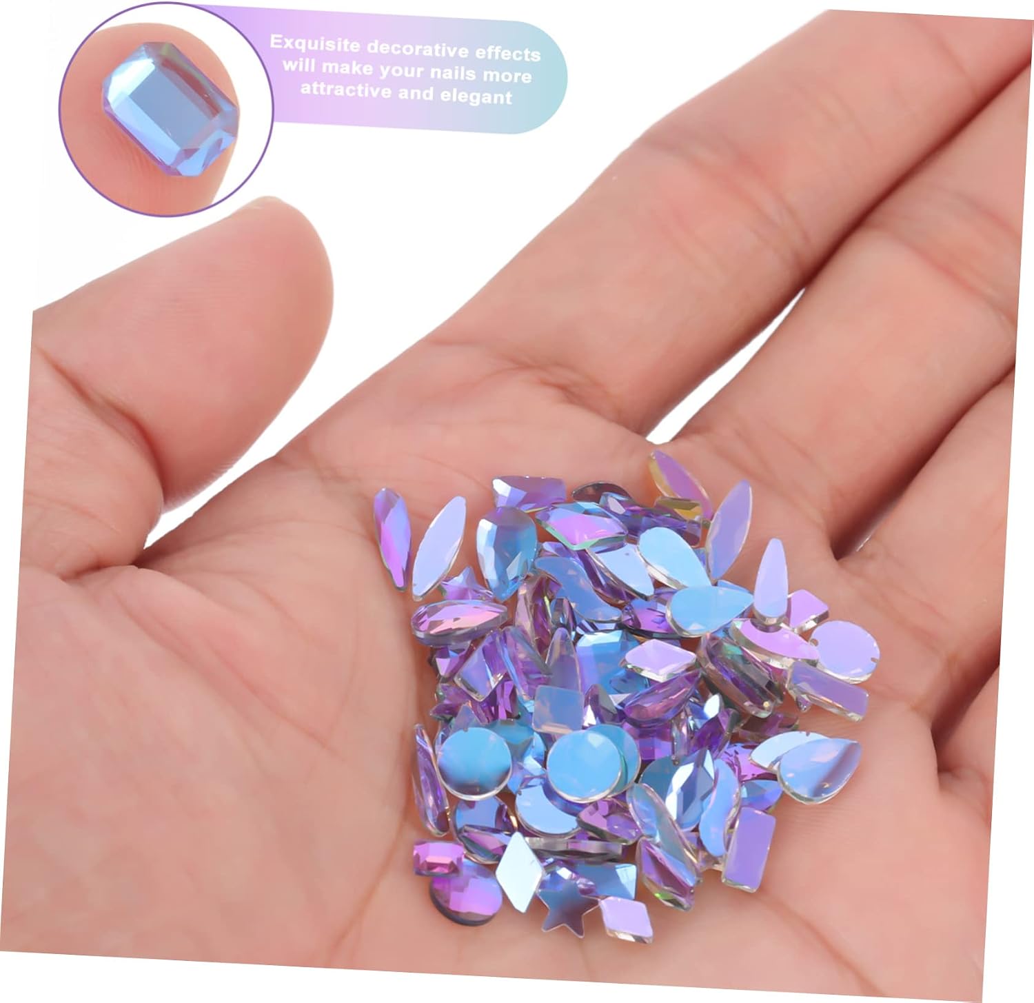 Ipetboom 100pcs Decorative Nail Art Flat Shaped Zirconium Gems for Elegant Manicure Designs Birthday for Nail Art