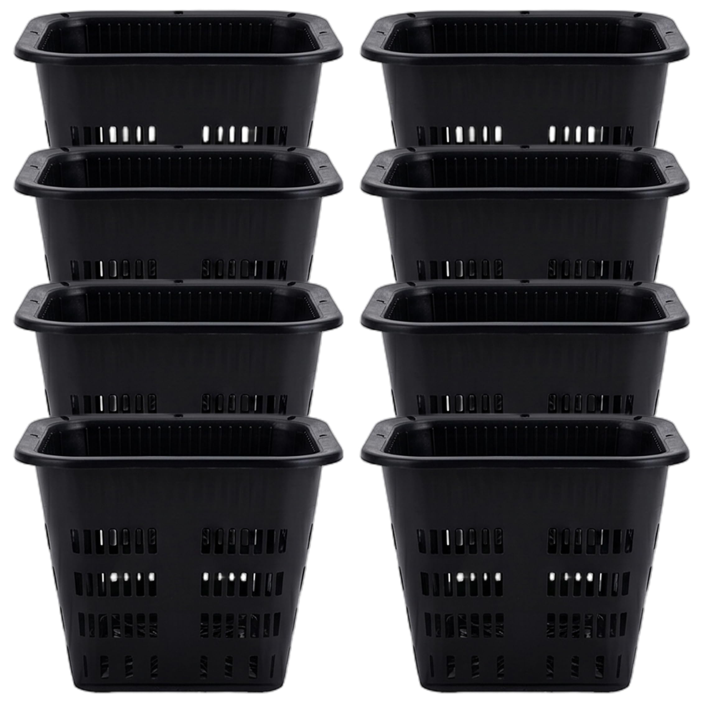 Neptuiby 8 Pcs Net Pots, Breathable Hydroponic Baskets For Dendrobium & Cattleya, Black Square Orchid Pots 5.51x5.51x4.33 Inch